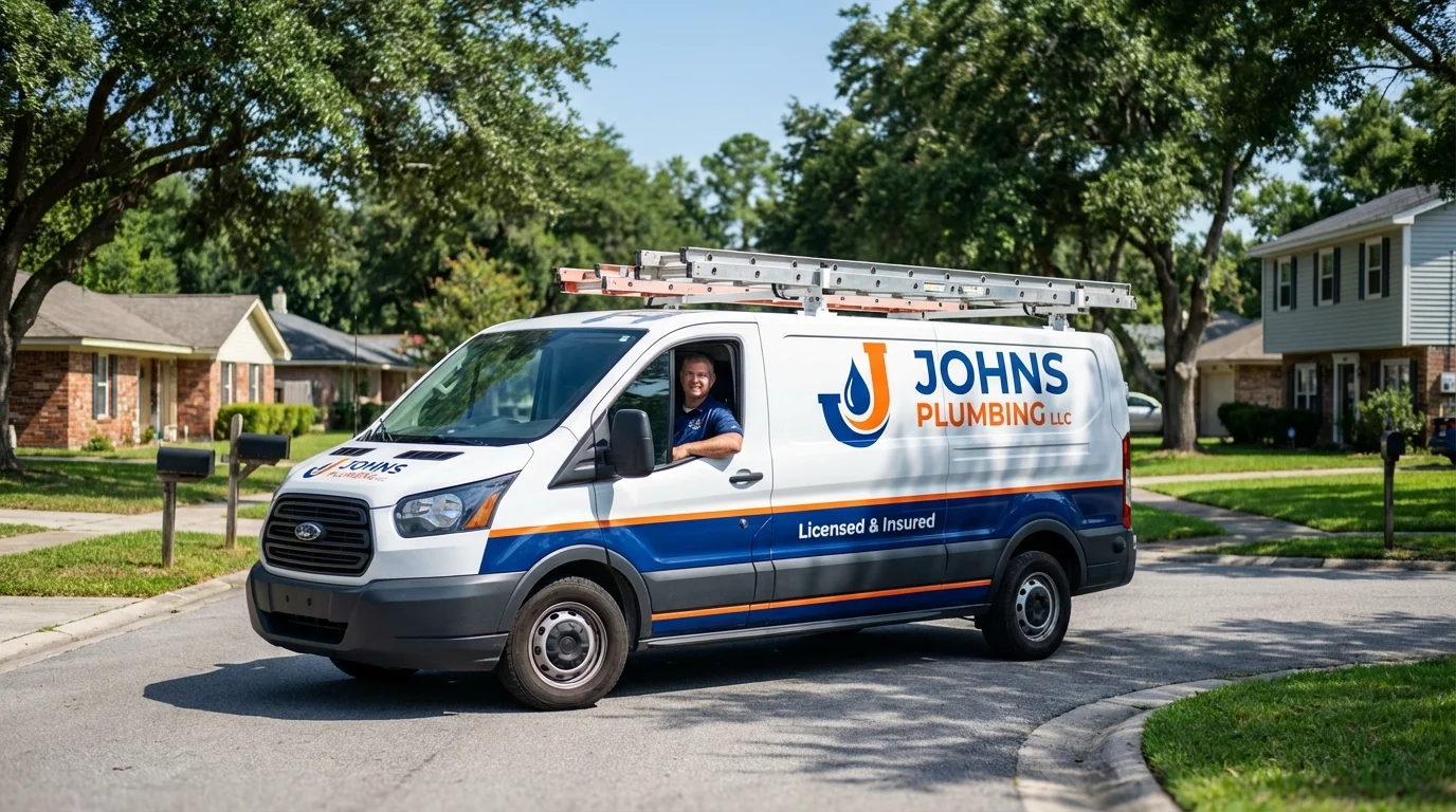Johns Plumbing LLC service van in Newburyport, MA