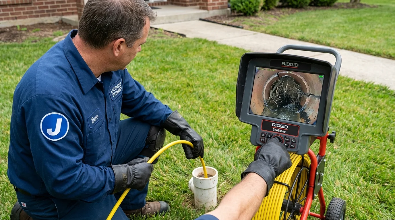 Sewer camera inspection being performed by Johns Plumbing LLC in Newburyport
